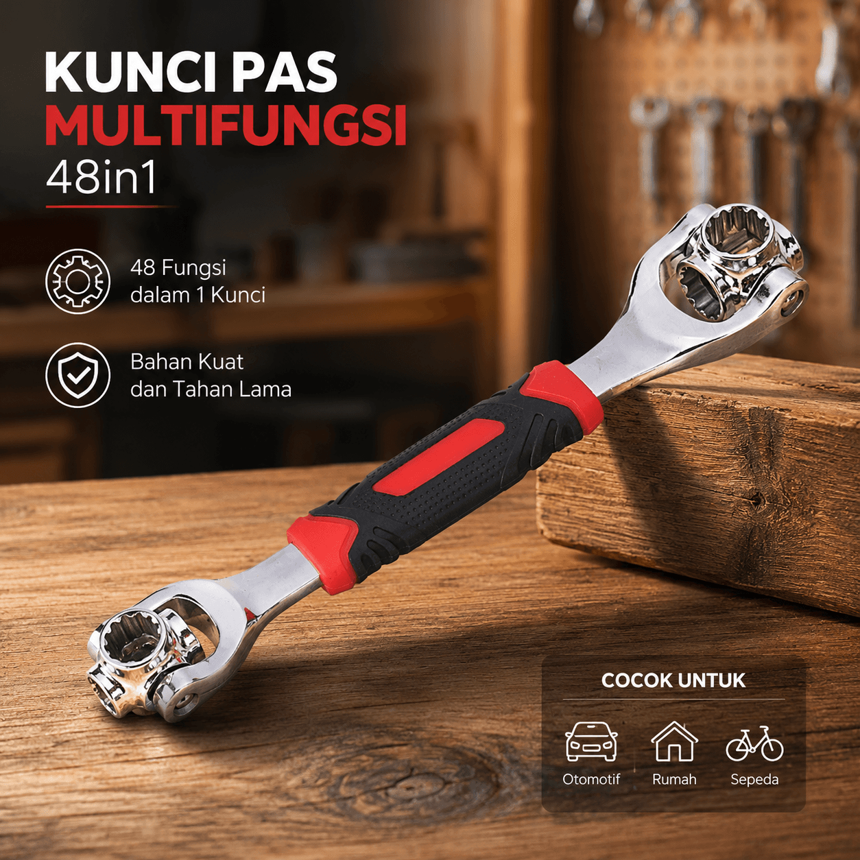 Kunci Pas Buka Baut Mur Tinger Wrench Multifungsi 48in1