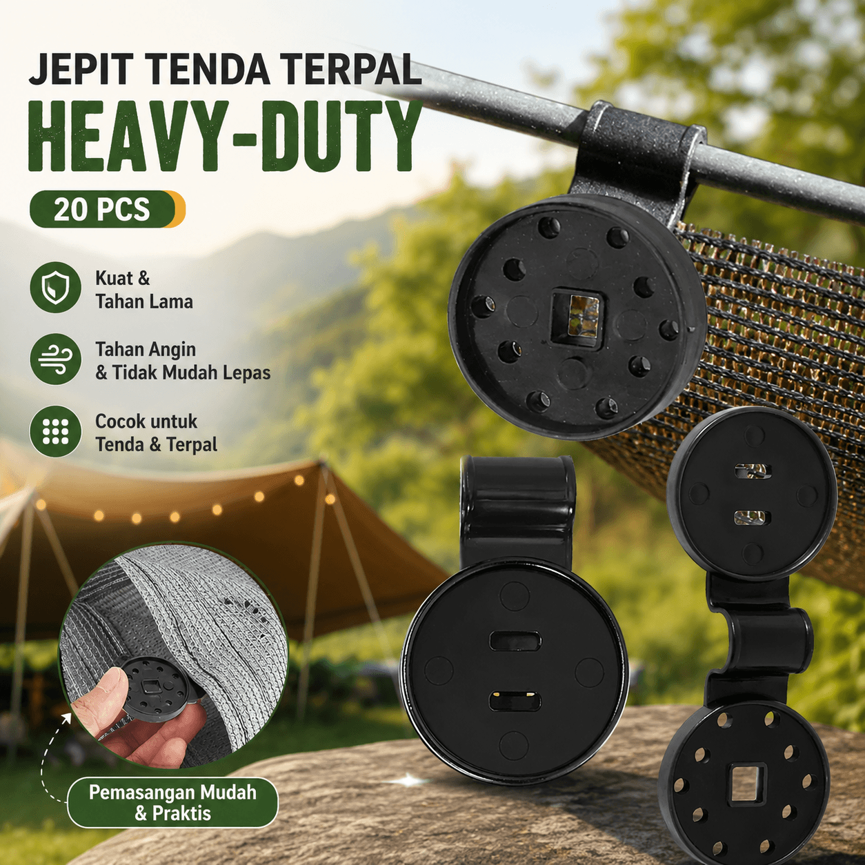 Jepit Tenda Terpal Heavy-Duty Round Lock Square Hole 20 PCS - TaffSPORT Jepit Tenda Terpal Heavy-Duty Round Lock Square Hole 20 PCS SE4HBK_HITAM Jepit Tenda Terpal Heavy-Duty Round Lock Square Hole 20 PCS - TaffSPORT Jepit Tenda Terpal Heavy-Duty Round Lock Square Hole 20 PCS SE4HBK_HITAM