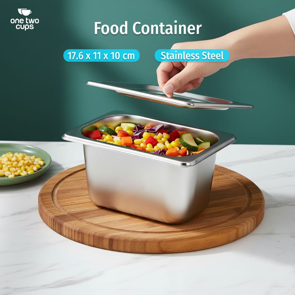 Food Pan Stainless Steel Wadah Makanan Prasmanan - One Two Cups Food Container Stainless Steel Wadah Makanan Prasmanan - GN-201 HK9BSV_1_9_X_10CM_SILVER Food Pan Stainless Steel Wadah Makanan Prasmanan - One Two Cups Food Container Stainless Steel Wadah Makanan Prasmanan - GN-201 HK9BSV_1_9_X_10CM_SILVER