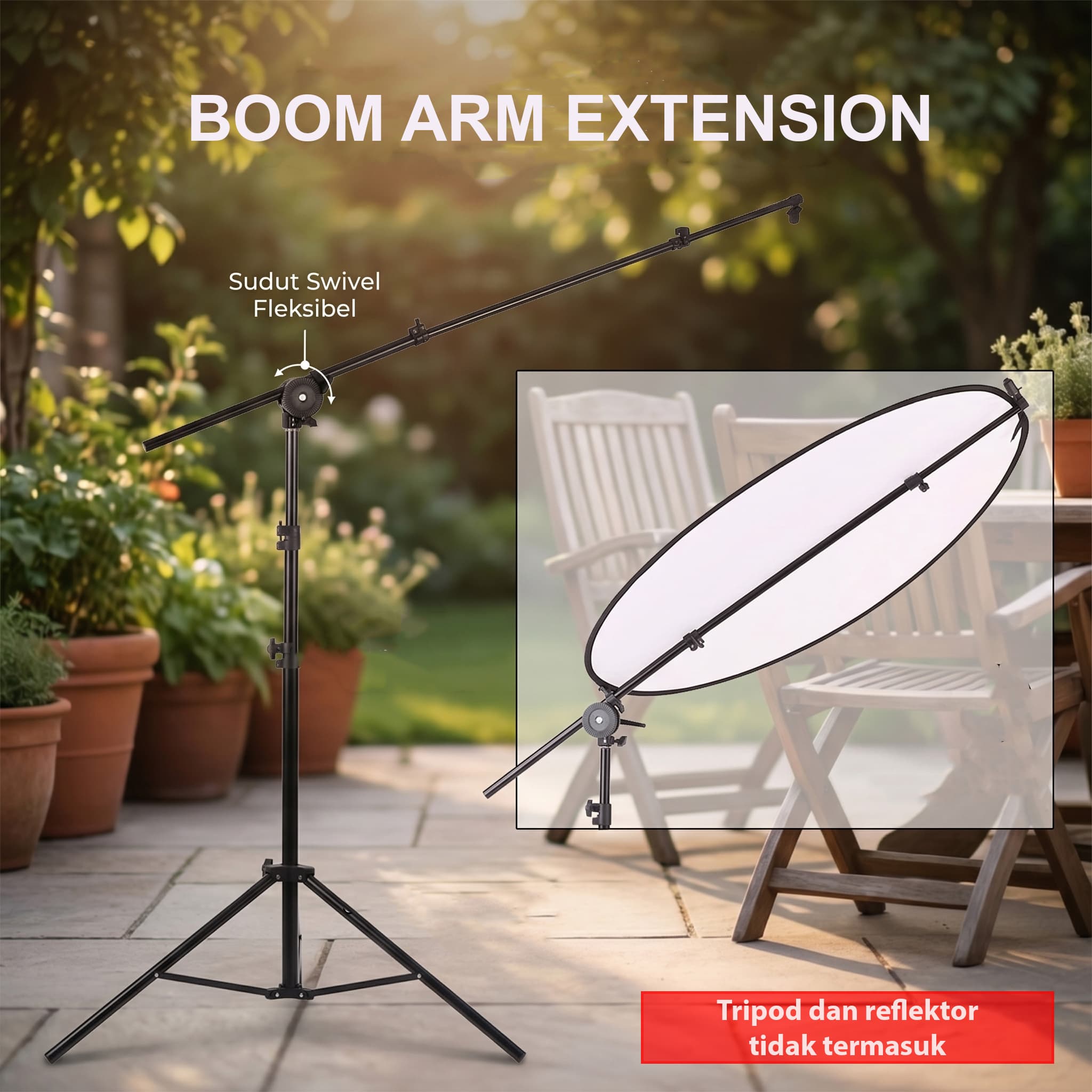 Boom Arm Swivel Extension Reflector Diffuser Clamp