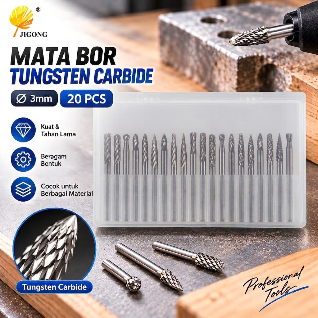 Mata Bor Tungsten Carbide Drill Bit 3mm 20 PCS