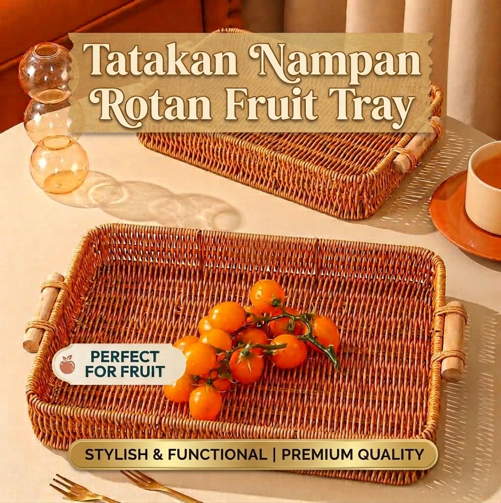 Tatakan Nampan Rotan Fruit Tray Basket With Handle Model Square - TaffHOME Tatakan Nampan Rotan Fruit Tray With Handle Model Square - Slyz22 HZLRBR_COKLAT Tatakan Nampan Rotan Fruit Tray Basket With Handle Model Square - TaffHOME Tatakan Nampan Rotan Fruit Tray With Handle Model Square - Slyz22 HZLRBR_COKLAT
