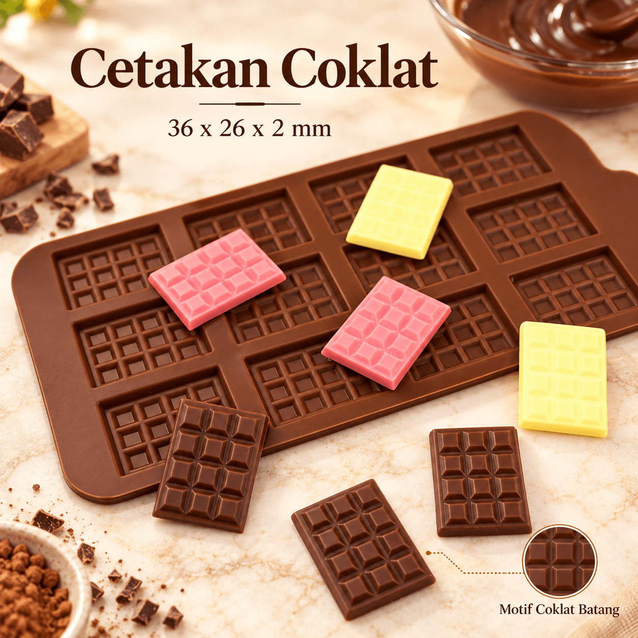 Cetakan Coklat Tray Mold Model Chocolate Bar - Winzwon Cetakan Coklat Tray Mold Model Chocolate Bar - HP8164 HZI1CH_COKLAT Cetakan Coklat Tray Mold Model Chocolate Bar - Winzwon Cetakan Coklat Tray Mold Model Chocolate Bar - HP8164 HZI1CH_COKLAT