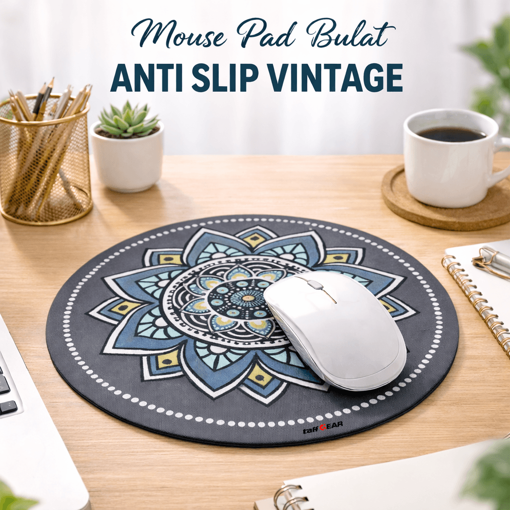Mouse Pad Bulat Anti Slip Vintage Bohemian 200x200x3mm