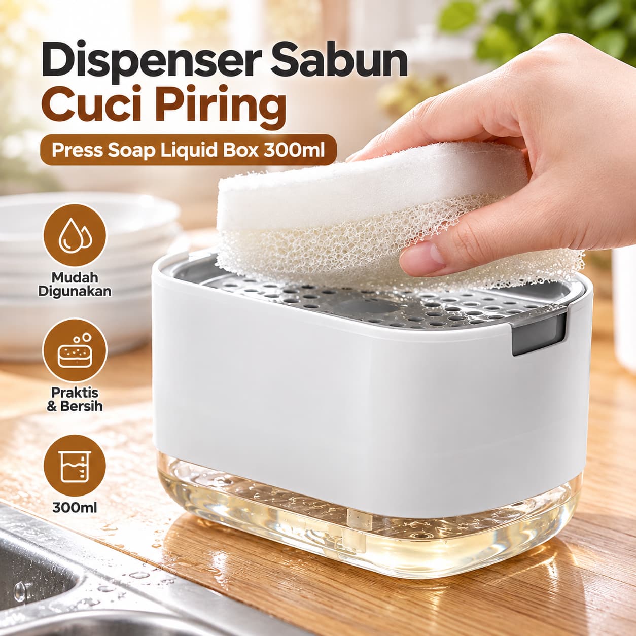Dispenser Sabun Cuci Piring Press Soap Liquid Box 300ml