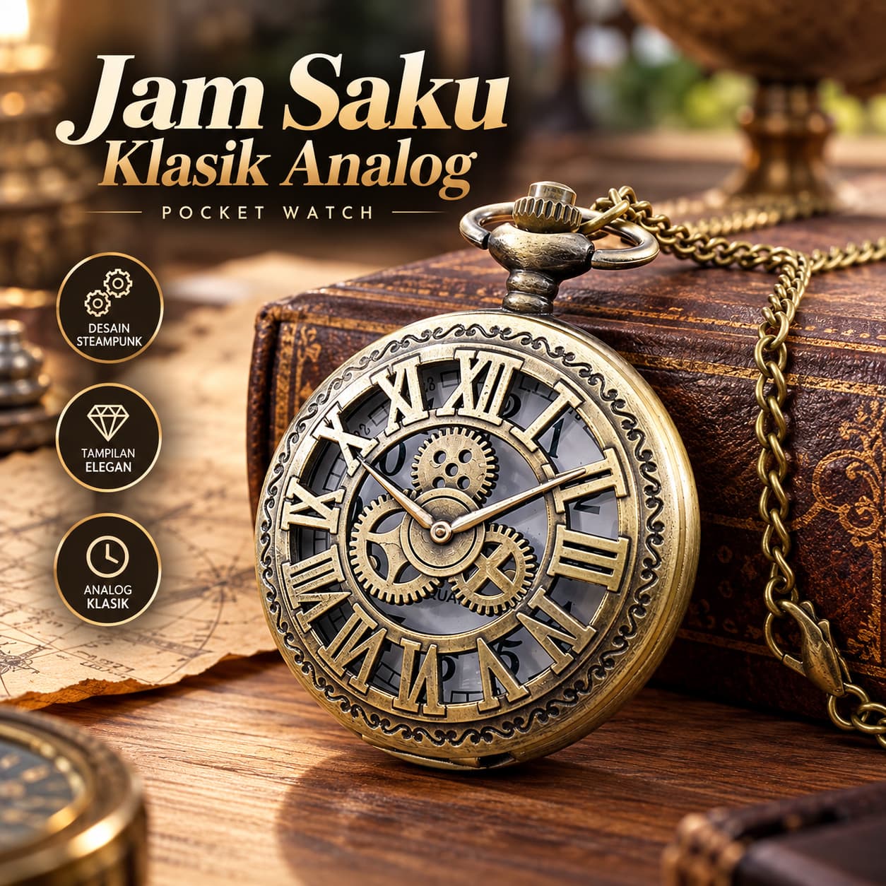 Jam Saku Klasik Analog Pocket Watch Roman Steampunk - SHUHANG Jam Saku Klasik Analog Pocket Watch Roman Steampunk - PJX1596 WS2KBZ_BRONZE Jam Saku Klasik Analog Pocket Watch Roman Steampunk - SHUHANG Jam Saku Klasik Analog Pocket Watch Roman Steampunk - PJX1596 WS2KBZ_BRONZE