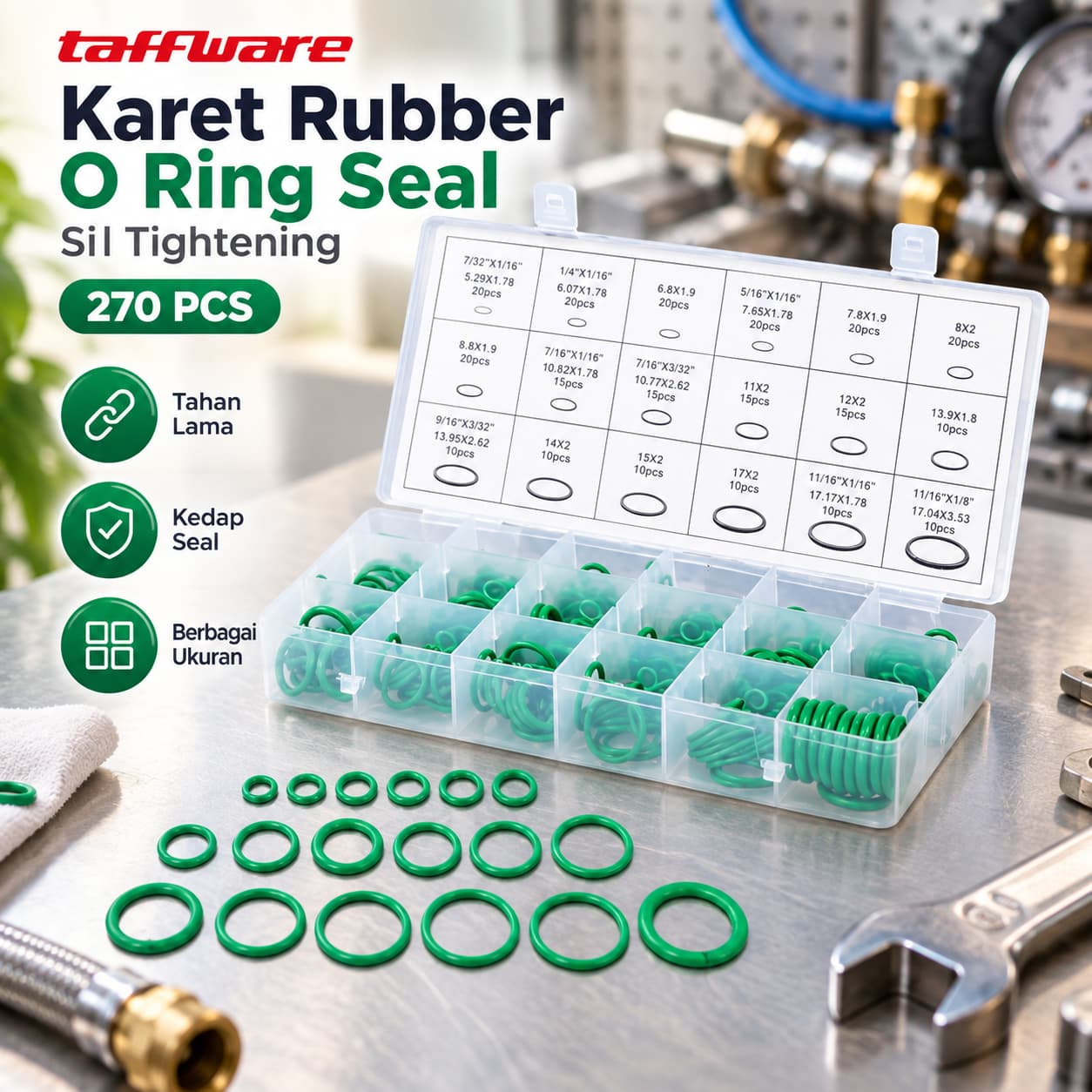 Karet Rubber O Ring Seal Gasket Sil Tightening 270 PCS