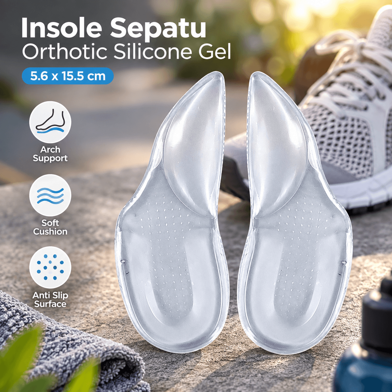 SIKETU Insole Sepatu Alas Kaki Orthotic Silicone Gel Arch Support