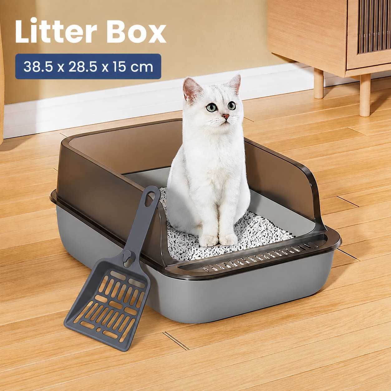 Cat Litter Box High Side Detachable Bak Pasir Kucing - OPTICO Cat Litter Box High Side Detachable Bak Pasir Kucing - OP-12 HT9JGY_GRAY Cat Litter Box High Side Detachable Bak Pasir Kucing - OPTICO Cat Litter Box High Side Detachable Bak Pasir Kucing - OP-12 HT9JGY_GRAY