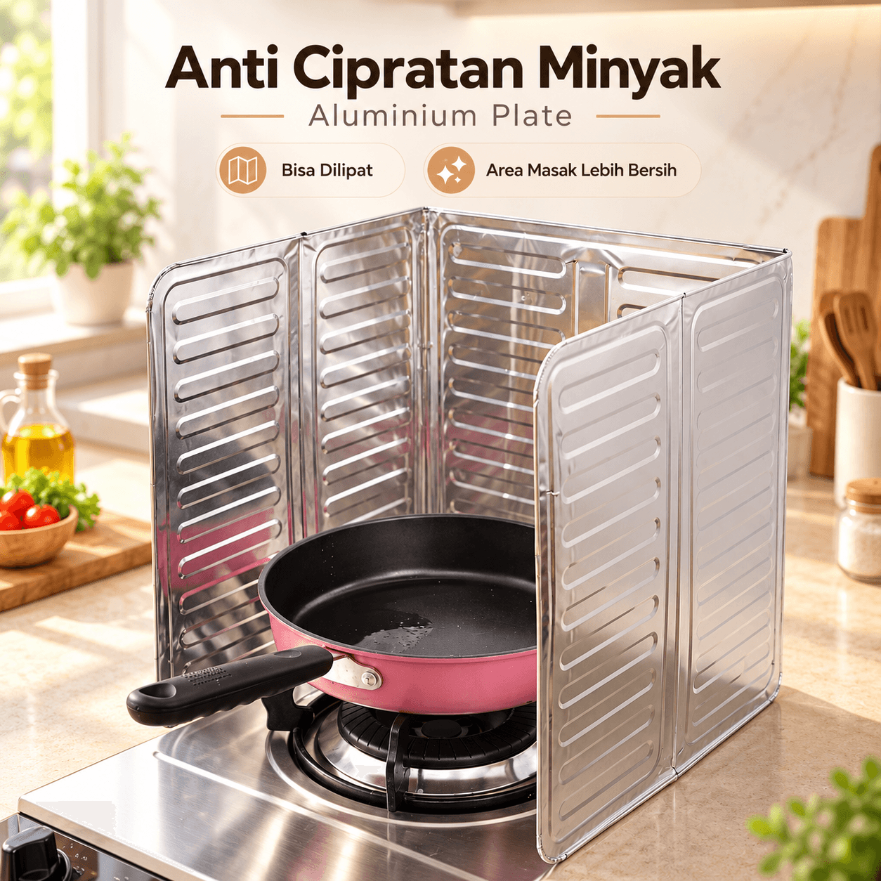 Pelindung Anti Cipratan Minyak Oil Splash Guard Aluminium Plate