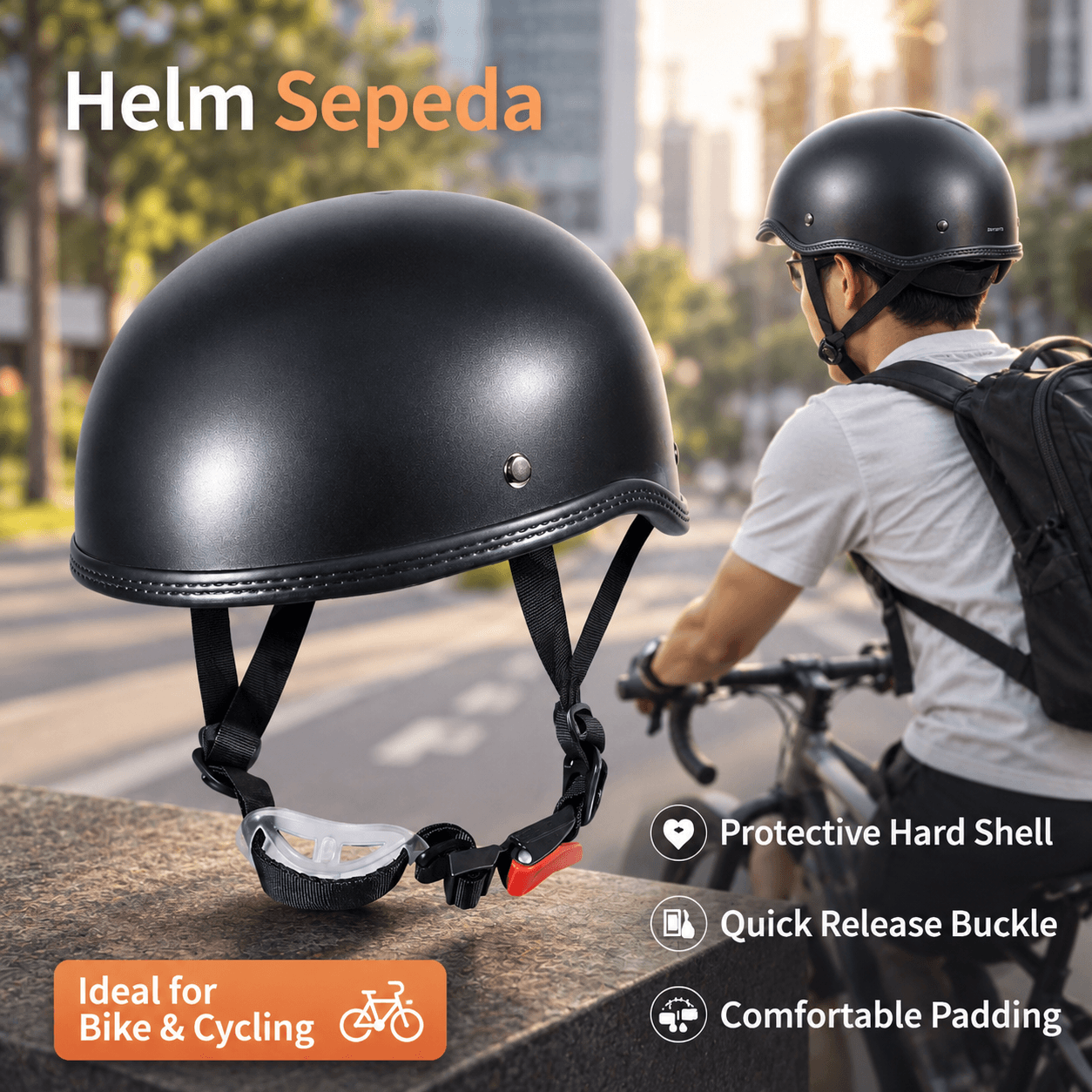 Helm Sepeda Skuter Retro Half Motorcycle Helmet