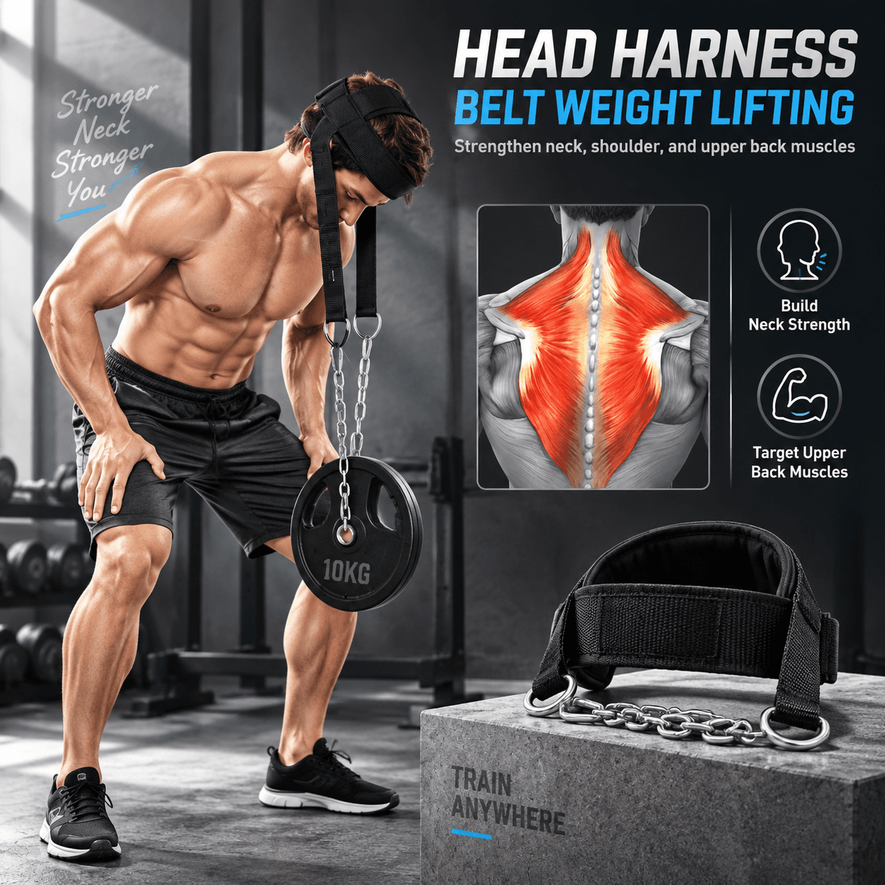 Head Harness Belt Neck Traps Weight Lifting Chain Fitness Gym - EPROLO Head Harness Belt Neck Traps Weight Lifting Chain Fitness Gym - PR-001 HR5EBK_HITAM Head Harness Belt Neck Traps Weight Lifting Chain Fitness Gym - EPROLO Head Harness Belt Neck Traps Weight Lifting Chain Fitness Gym - PR-001 HR5EBK_HITAM